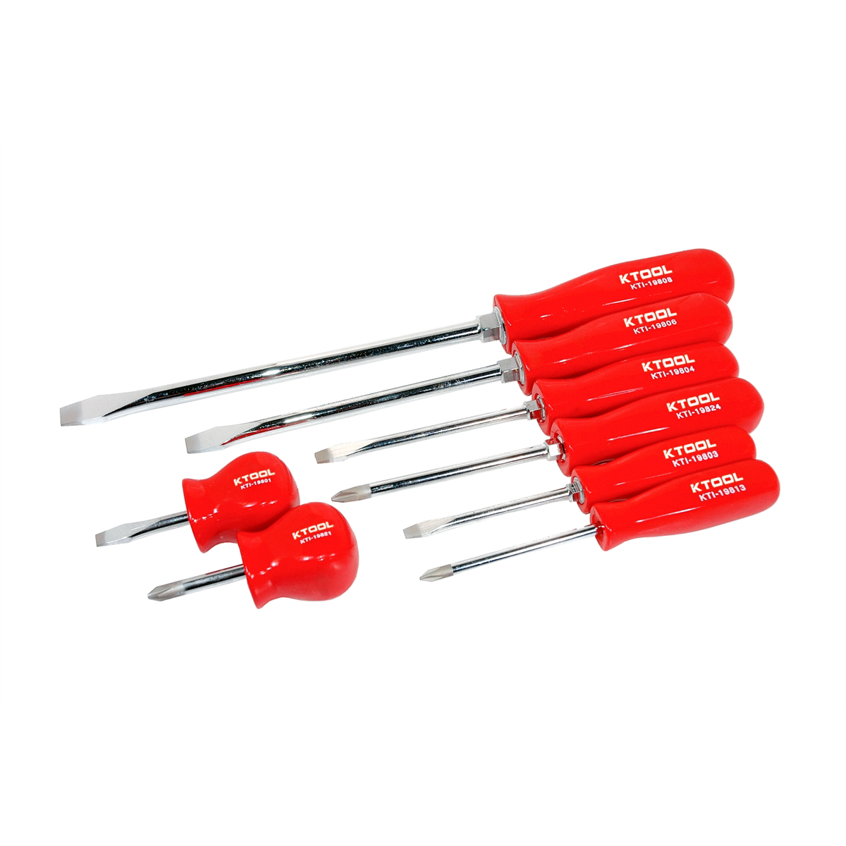 K Tool International SCREWDRIVER SET PHILLIPS & SLOTTED 8PC RED P/N 19800 - B2B Diesel & Gas Service