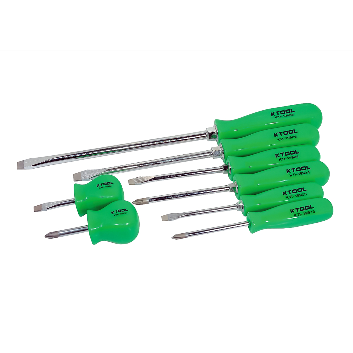 K Tool International 8-Piece Screwdriver Set with Green Square Handles P/N 19900 - B2B Diesel & Gas Service