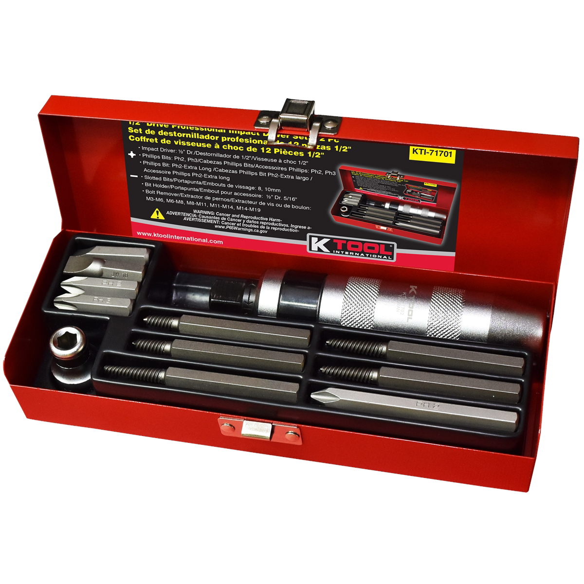 K Tool International Impact Driver Set Professional 12 Piece 1/2 Inch Drive P/N 71701 - B2B Diesel & Gas Service