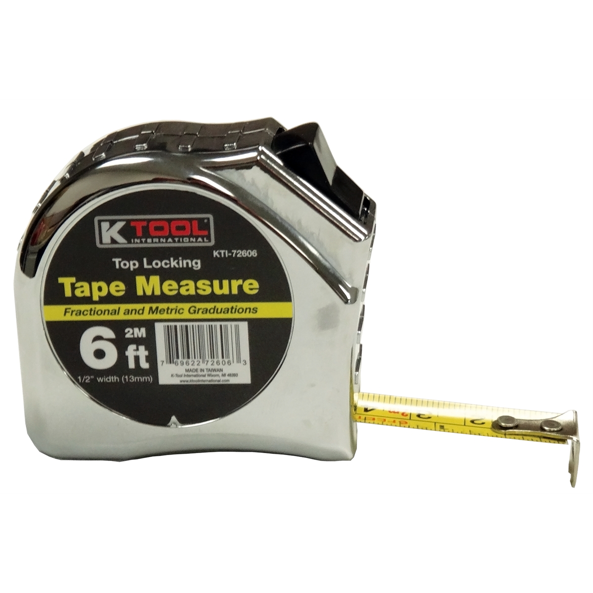 K Tool International 1/2" x 6' Tape Measure with SAE and Metric Marking P/N 72606 - B2B Diesel & Gas Service