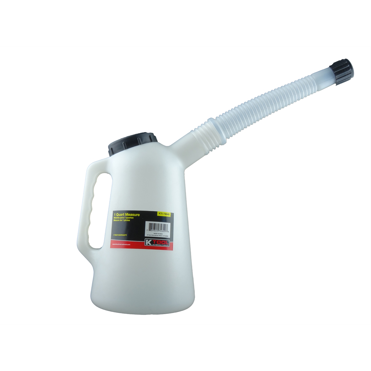 K Tool International Plastic Measure Flex Spout w/Lid, 1 Qt P/N 74649 - B2B Diesel & Gas Service