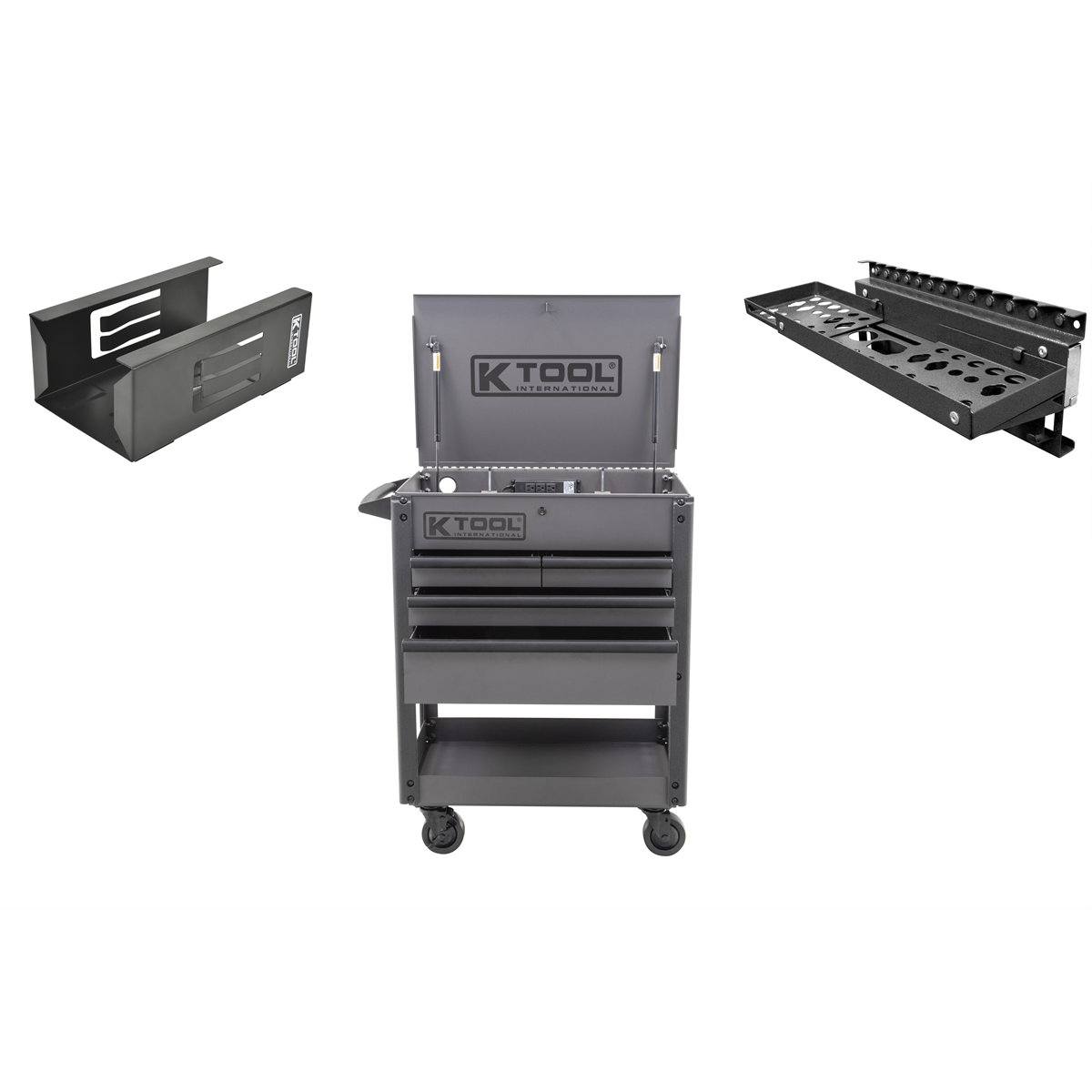 K Tool International Service Cart 35 in. Premium 4 Drawer 500 lb. (Grey) w/Accessories P/N 75150KIT - B2B Diesel & Gas Service