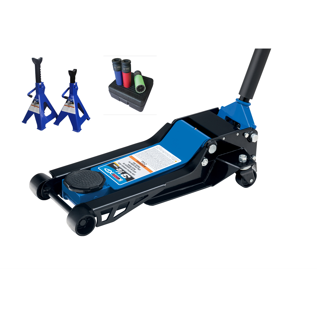 K Tool International Service Jack 3.5 Ton Low Profile/Jack Stands 6 Ton/Wheel Socket Set 3 pc KIT P/N XD13002KIT - B2B Diesel & Gas Service