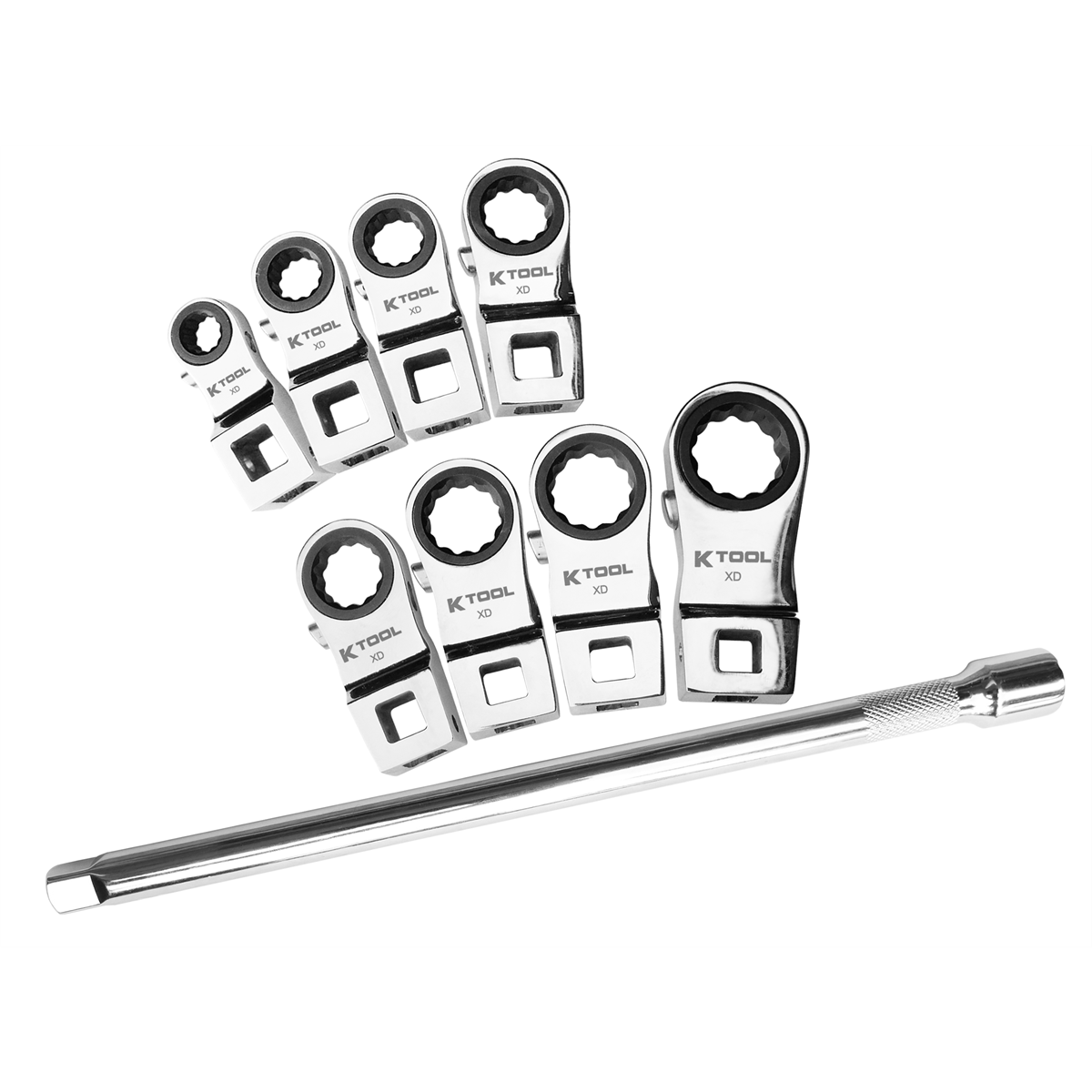 K Tool International Ratcheting Crowfoot Set SAE 9 Piece 3/8 Inch Drive 72 Tooth P/N BCWZ-8PCS-SAE - B2B Diesel & Gas Service