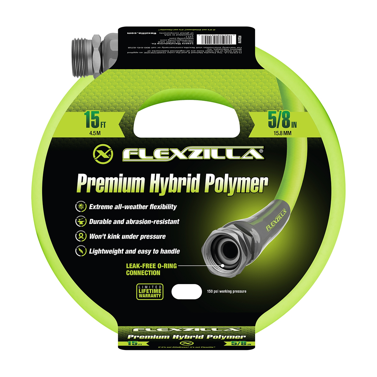 Legacy Manufacturing Flexzilla Garden Hose 5/8 Inch x 15 Feet 3/4 inch  - 11 1/2 GHT