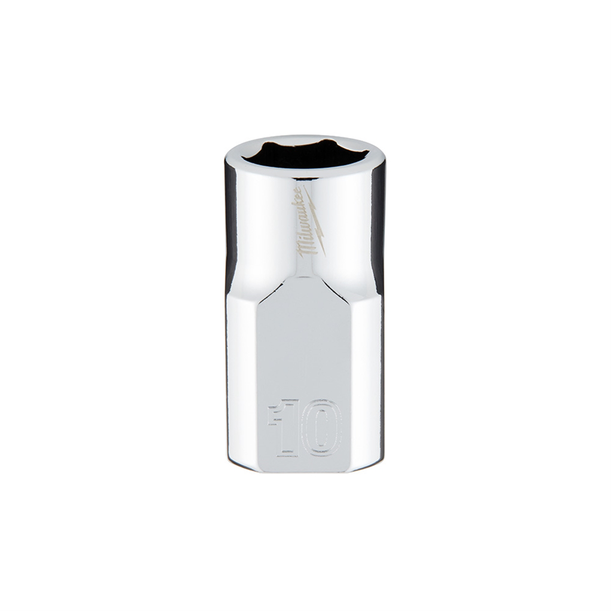 Milwaukee Tool 3/8" Drive 10mm  Metric 6-Point Socket with FOUR FLAT Sides, Vanadium Steel, Chrome