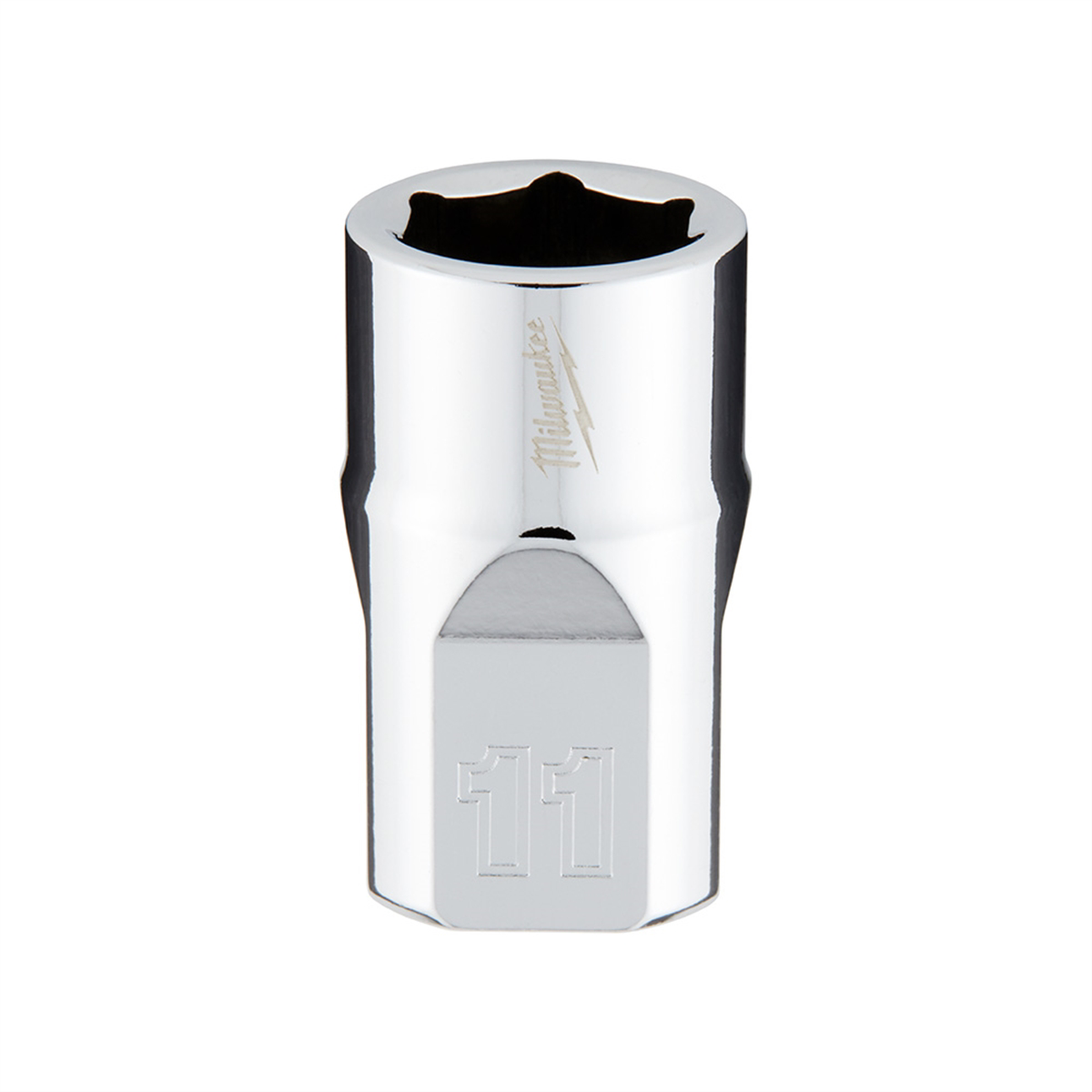 Milwaukee Tool 3/8" Drive 11mm  Metric 6-Point Socket with FOUR FLAT Sides, Vanadium Steel, Chrome