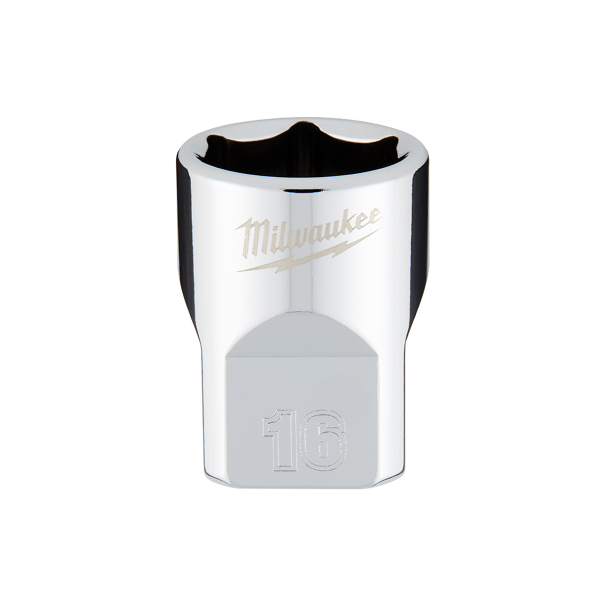Milwaukee Tool 3/8" Drive 16mm  Metric 6-Point Socket with FOUR FLAT Sides, Vanadium Steel, Chrome