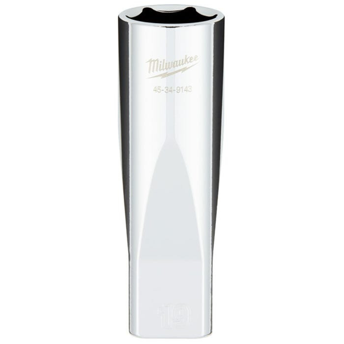 Milwaukee Tool 1/2" Drive 19MM  Metric 6-Point Deep Socket with FOUR FLAT Sides, Vanadium Steel, Chrome