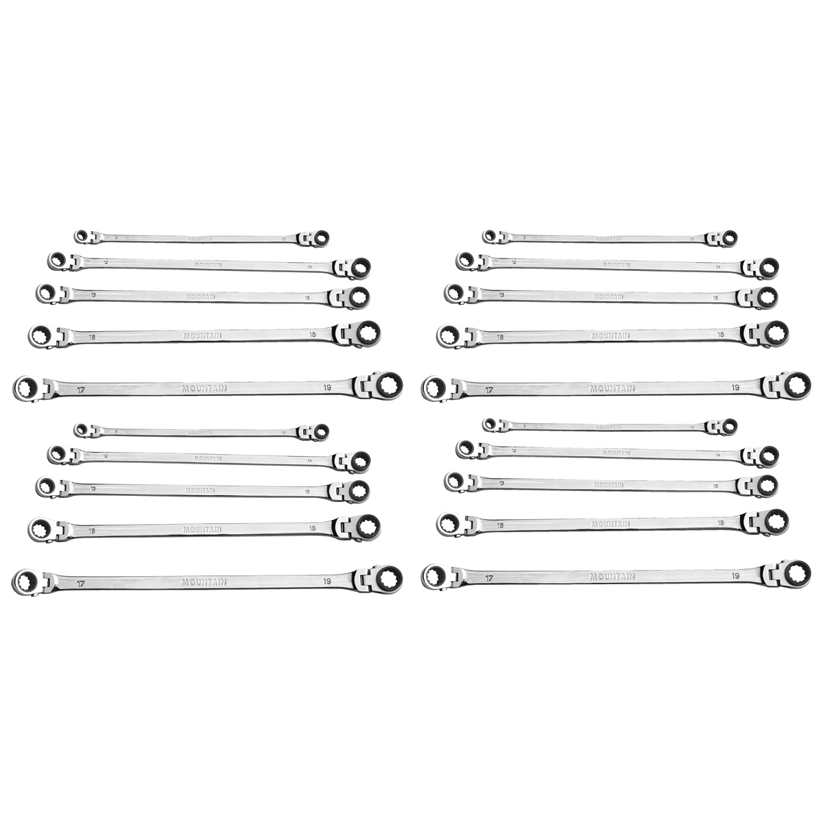 Mountain 4SETS- 5 PC METRIC FLEXIBLE REVERSIBLE RATCHET EX-PFFGBXZ-5PC - B2B Diesel & Gas Service