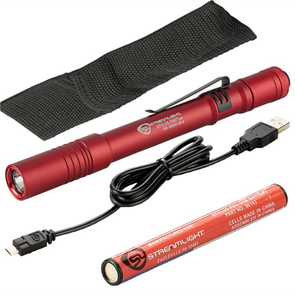 Streamlight Stylus Pro USB LED 350 Lumen Penlight with USB Charge Cord - Red - B2B Diesel & Gas Service