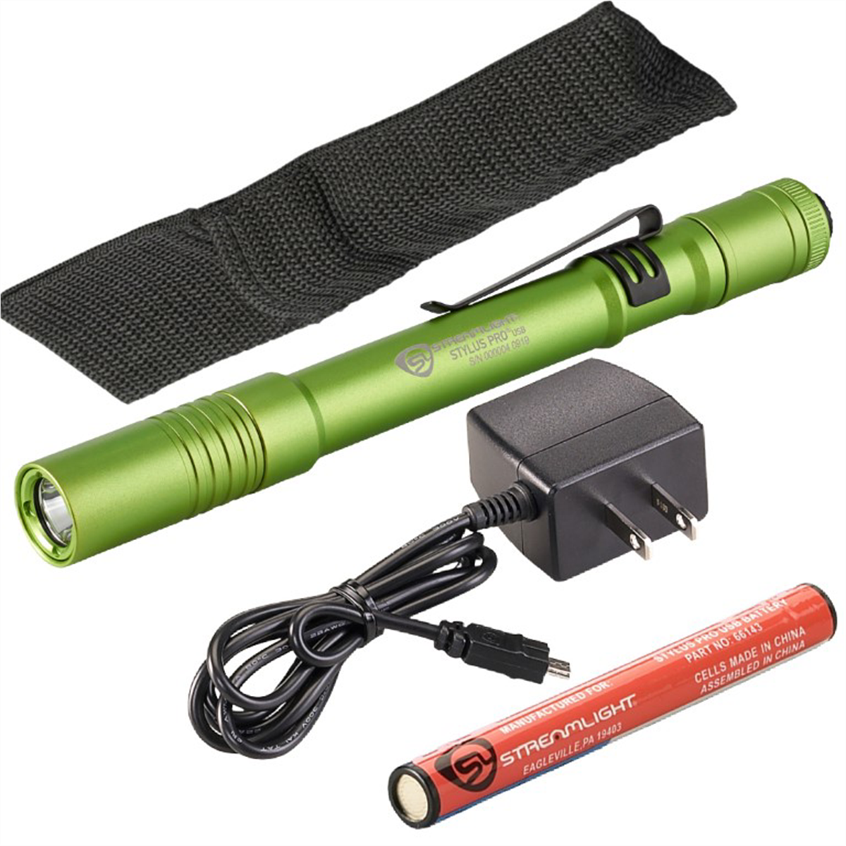 Streamlight Stylus Pro USB LED 350 Lumen Penlight with 120V AC Charge Cord - Lime Green - B2B Diesel & Gas Service