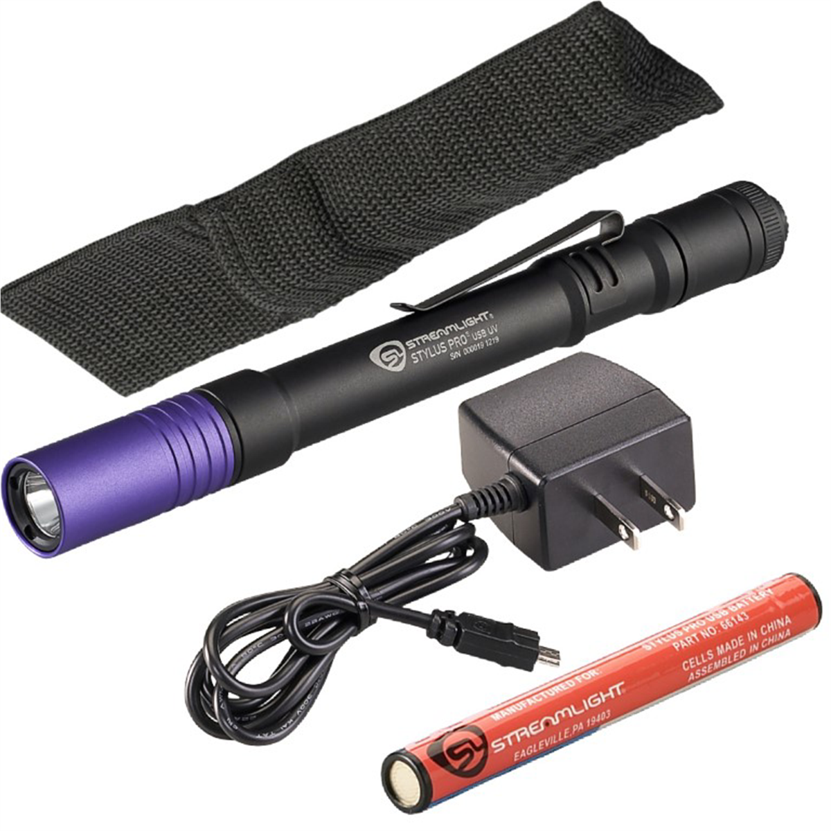 Streamlight Stylus Pro USB UV 400 Nanometer Ultraviolt LED Penlight with 120V AC Charge Cord - Black - B2B Diesel & Gas Service