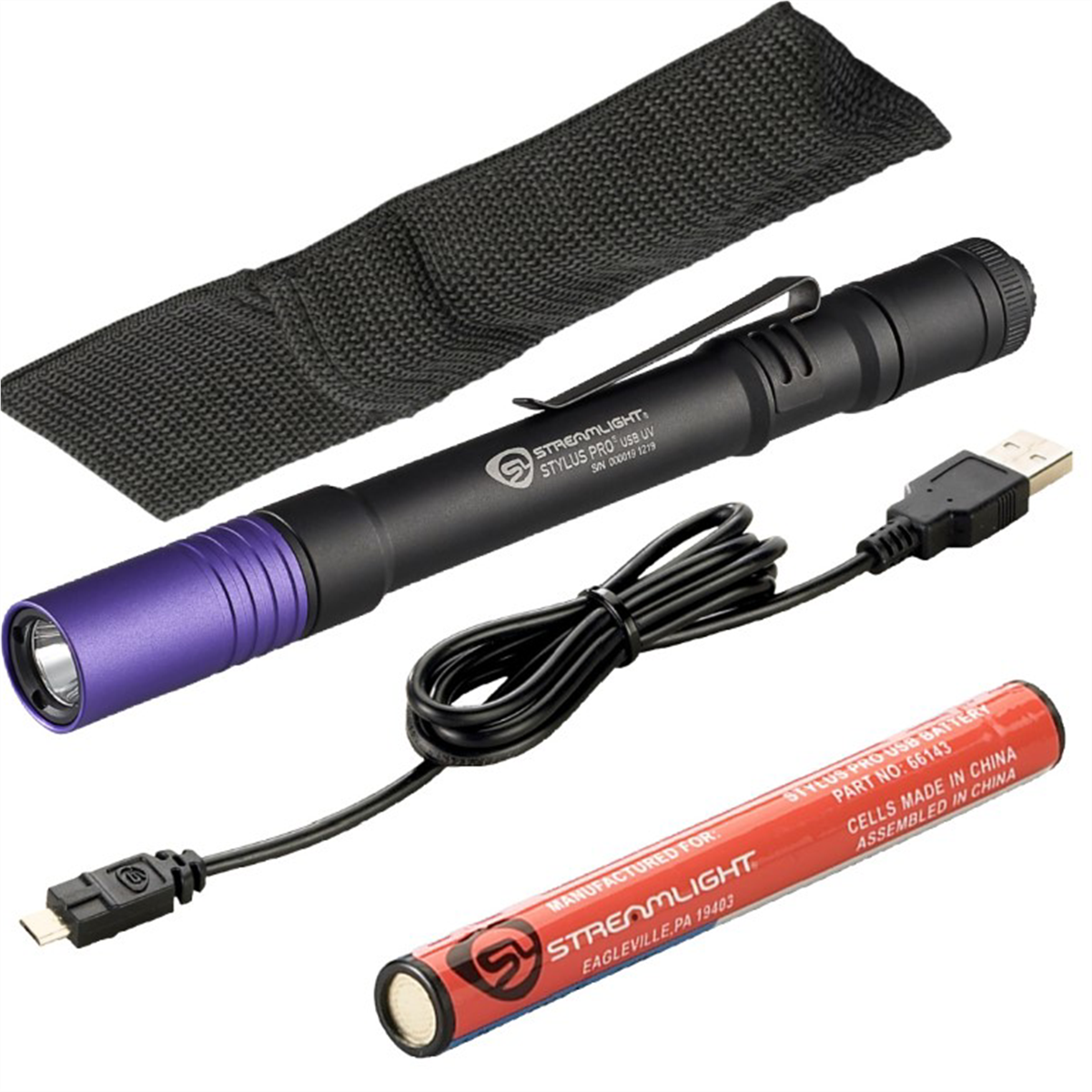 Streamlight Stylus Pro USB UV 400 Nanometer Ultraviolt LED Penlight with USB Charge Cord - Black - B2B Diesel & Gas Service