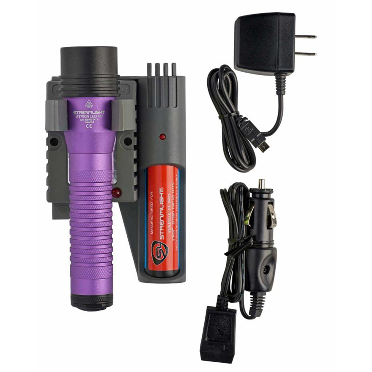 Streamlight Strion LED HL Rechargeable Flashlight 120V/100V/12V DC PiggyBack - Purple - B2B Diesel & Gas Service