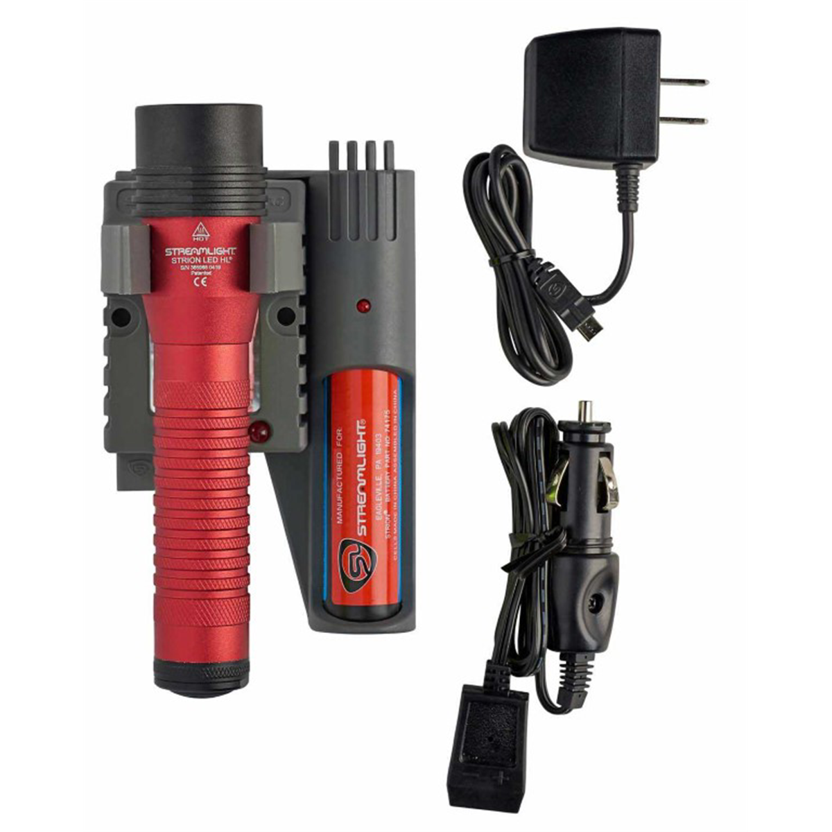 Streamlight Strion LED HL Rechargeable Flashlight 120V/100V/12V DC PiggyBack - Red - B2B Diesel & Gas Service