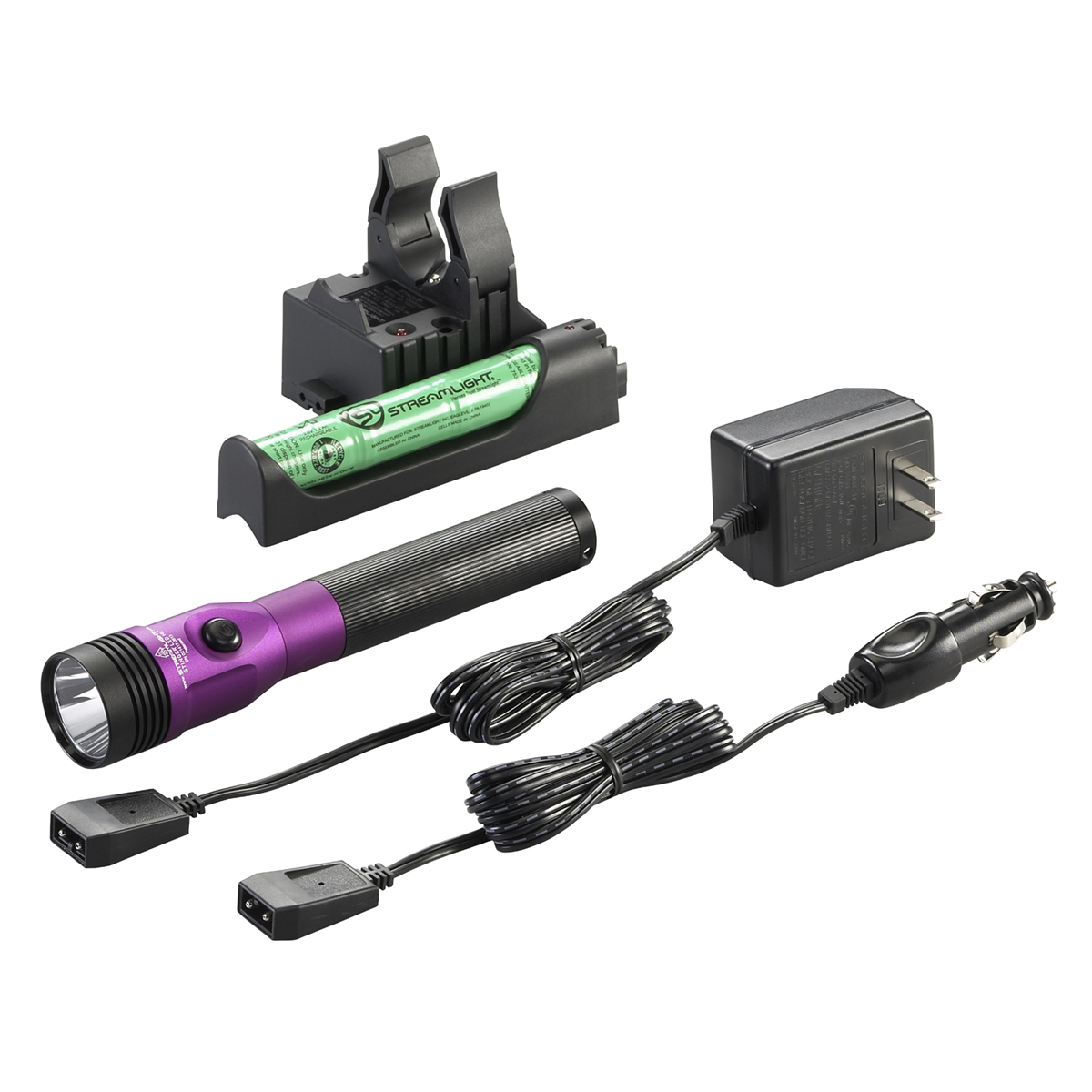 Streamlight Stinger LED HL 800 Lumen Rechargeable Flashlight - 120V AC/12V DC PiggyBack Smart Charge - Purple - B2B Diesel & Gas Service