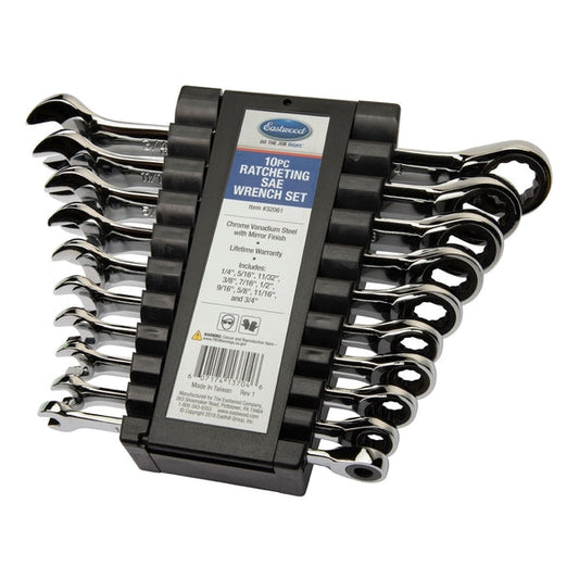 Eastwood 10pc Ratcheting Wrench Set SAE 