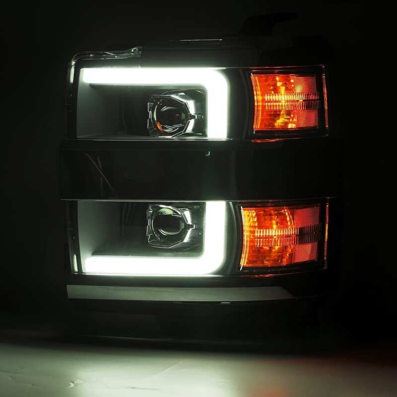 AlphaRex 15-19 Chevy 2500HD PRO-Series Proj Headlights Plank Style Blk w/Activ Light/Seq Signal/DRL - B2B Diesel & Gas Service