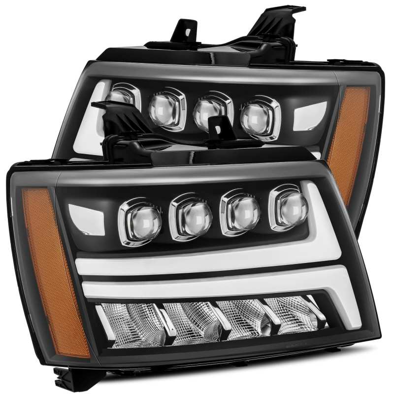 AlphaRex 07-13 Chevy Avalanche NOVA LED Proj Headlights Plank Style Matte Black w/Activ Light/DRL - B2B Diesel & Gas Service