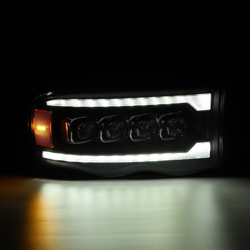 AlphaRex 02-05 Dodge Ram 1500 NOVA LED Proj Headlights Plank Style Blk w/Activ Light/Seq Signal - B2B Diesel & Gas Service
