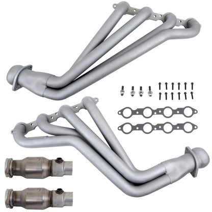 BBK 10-15 Camaro LS3 L99 Long Tube Exhaust Headers With Converters - 1-3/4 Chrome - B2B Diesel & Gas Service