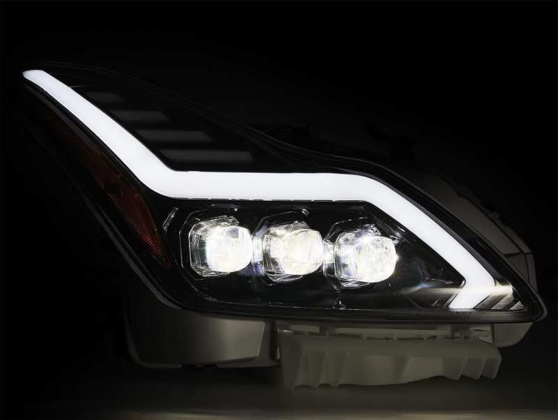 AlphaRex 08-13 Infiniti G37 Coupe SD NOVA LED Proj Headlights Plank Gloss Blk w/Activ Light/Seq Sig - B2B Diesel & Gas Service