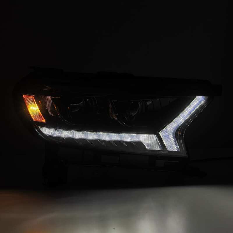 AlphaRex 19-21 Ford Ranger LUXX LED Proj Headlights Plank Style Alpha Black w/Seq Signal/DRL - B2B Diesel & Gas Service