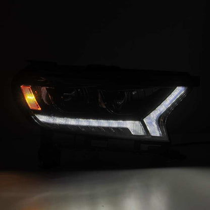 AlphaRex 19-21 Ford Ranger LUXX LED Proj Headlights Plank Style Alpha Black w/Seq Signal/DRL - B2B Diesel & Gas Service