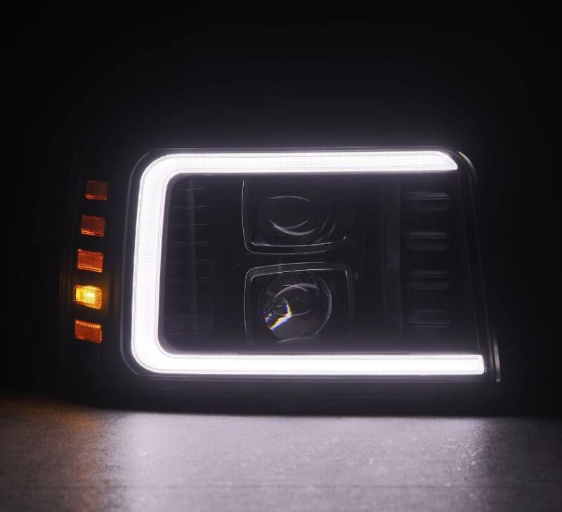 AlphaRex 92-96 Ford F-Series/Bronco LUXX-Series Proj Headlights Blk w/Actv Light SeqSig & SBDRL - B2B Diesel & Gas Service