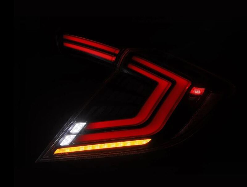 AlphaRex 16-21 Honda Civic Hatchback/ Type-R FK8 Nova-Series LED Tail Lights (Pair) - Alpha Black - B2B Diesel & Gas Service