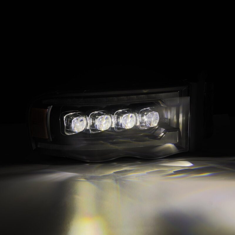 AlphaRex 02-05 Dodge Ram 1500 NOVA LED Proj Headlights Plank Style Blk w/Activ Light/Seq Signal - B2B Diesel & Gas Service