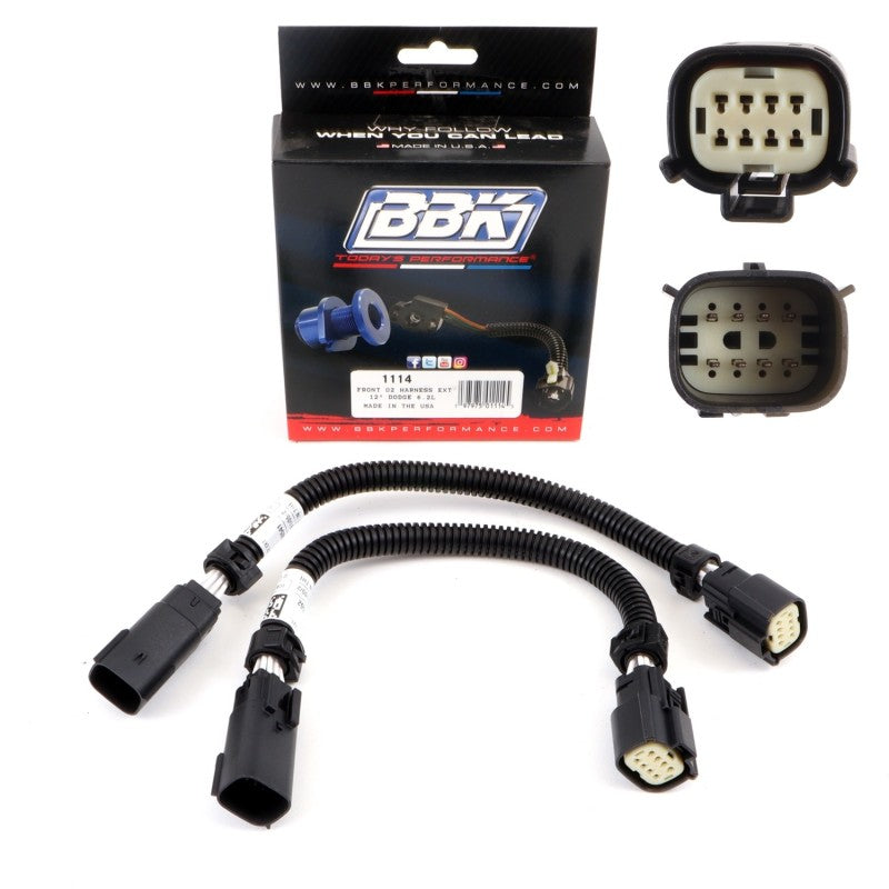 BBK 05-20 Dodge Hellcat 6.2L 6 Pin Front O2 Sensor Wire Harness Extensions 12 (pair) - B2B Diesel & Gas Service