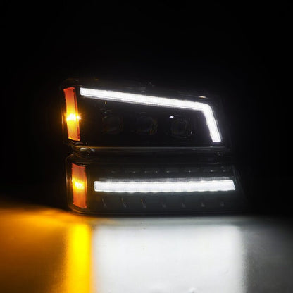 AlphaRex 03-06 Chevy Silverado 1500/2500HD/3500HD/Avalanche Alpha-Black NOVA LED Proj Headlights - B2B Diesel & Gas Service