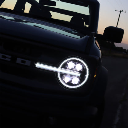 AlphaRex 21-23 Ford Bronco NOVA LED Projector Headlights Black - B2B Diesel & Gas Service