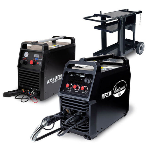 Eastwood 200 Amp Multi-Process Welder and 60 Amp Versa-Cut Plasma Cutter plus Welding Cart 