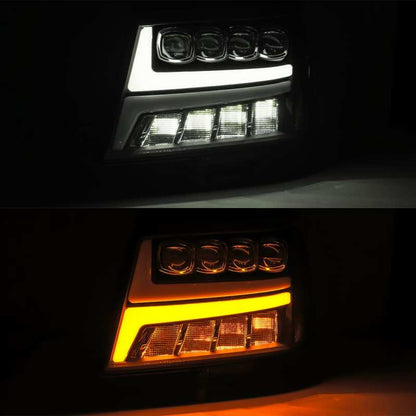 AlphaRex 07-13 Chevy Avalanche NOVA LED Proj Headlights Plank Style Design Chrome w/Activ Light/DRL - B2B Diesel & Gas Service