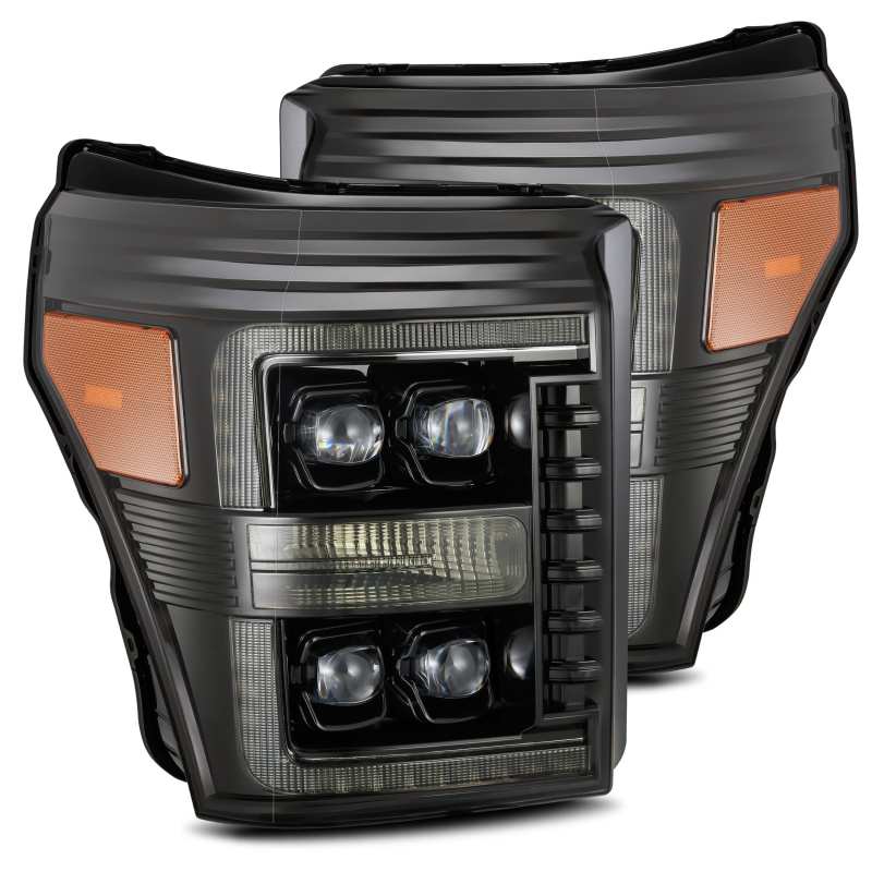 AlphaRex 11-16 Ford F-350 SD NOVA LED Proj Headlights Plank Style Alpha Blk w/Activ Light/Seq Signal - B2B Diesel & Gas Service