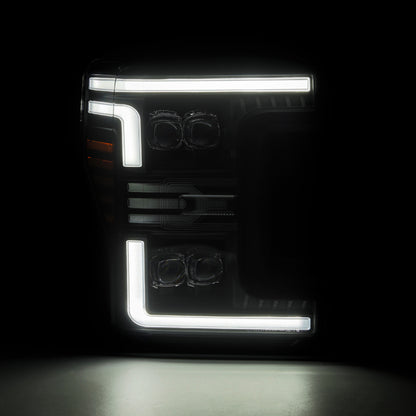 AlphaRex 17-19 Ford F-250/350/450 SD NOVA-Series LED Proj Headlights Bk w/Actv Light SeqSig & SBDRL - B2B Diesel & Gas Service