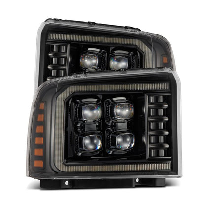 AlphaRex 05-07 Ford Super Duty/Excursion NOVA-Series LED Projector Headlights Alpha-Blk w/Activ Ligh - B2B Diesel & Gas Service
