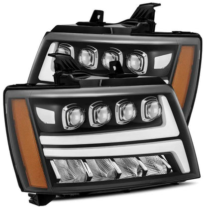 AlphaRex 07-13 Chevy Avalanche NOVA LED Proj Headlights Plank Style Matte Black w/Activ Light/DRL - B2B Diesel & Gas Service