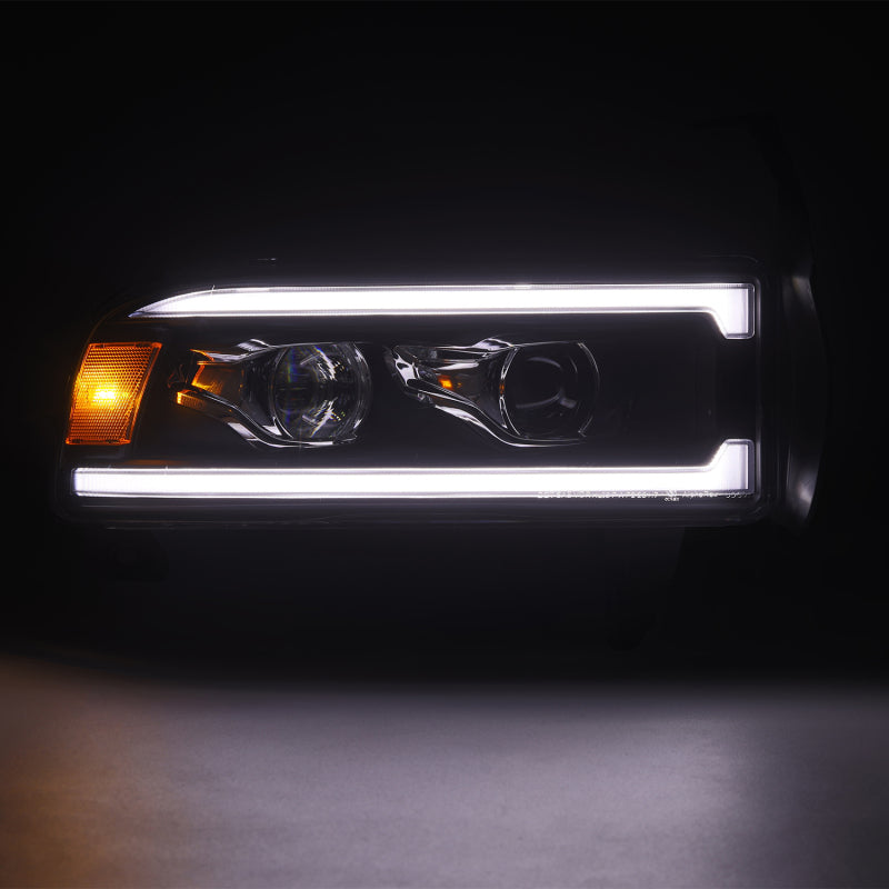AlphaRex 94-01 RAM 1500 LUXX LED Proj Headlights Blk w/Activ Light/Seq Signal/SB DRL - B2B Diesel & Gas Service