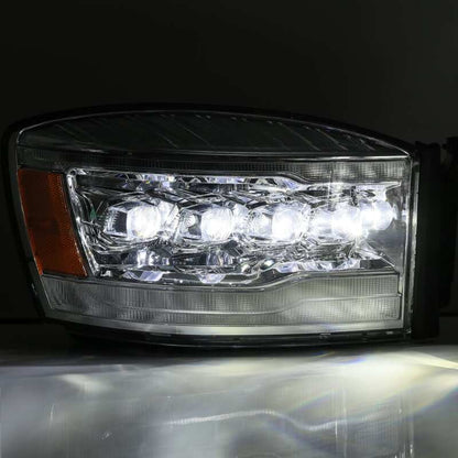AlphaRex 06-08 Dodge Ram 1500HD NOVA LED Proj Headlights Plank Style Blk w/Seq Signal/DRL/Amber LED - B2B Diesel & Gas Service