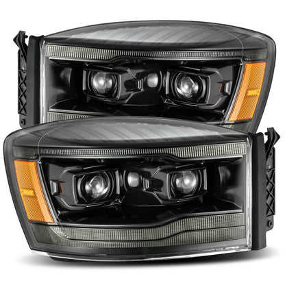 AlphaRex 06-08 Dodge Ram 1500HD LUXX LED Projector Headlights Plank Style Alpha Blk w/Seq Signal/DRL - B2B Diesel & Gas Service