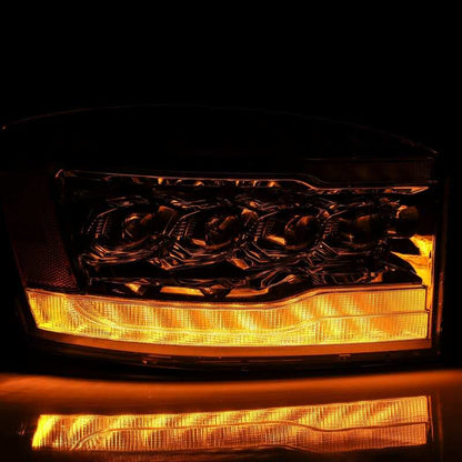 AlphaRex 06-08 Dodge Ram 1500HD NOVA LED Proj Headlights Plank Style Blk w/Seq Signal/DRL/Amber LED - B2B Diesel & Gas Service