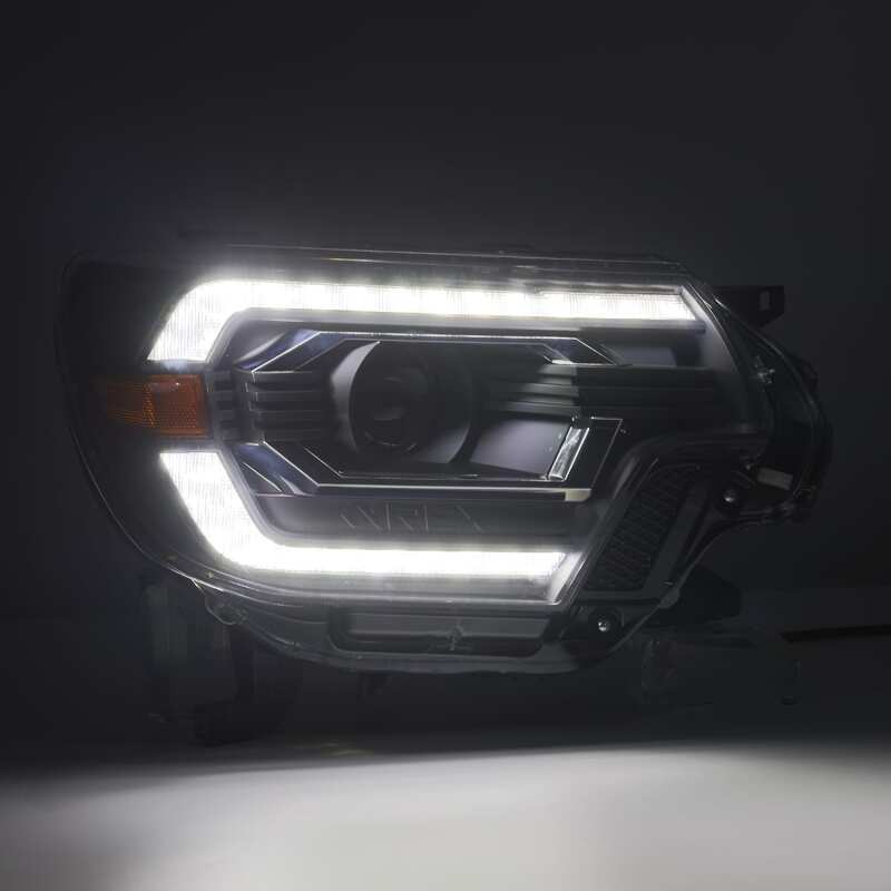 AlphaRex 12-15 Toyota Tacoma LUXX LED Projector Headlights Plank Style Black w/DRL - B2B Diesel & Gas Service