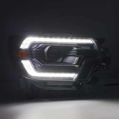 AlphaRex 12-15 Toyota Tacoma LUXX LED Projector Headlights Plank Style Black w/DRL - B2B Diesel & Gas Service