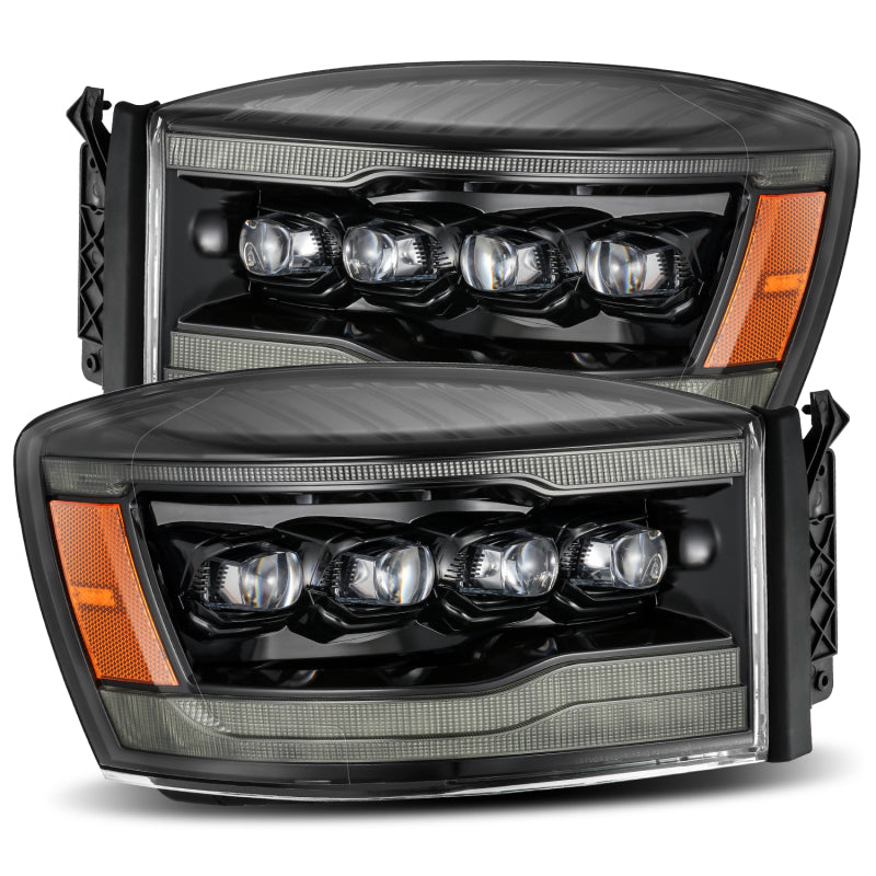 AlphaRex 06-08 Ram 1500HD NOVA LED Proj Headlights Plank Style Alpha Blk w/Seq Signal/DRL/Amber LED - B2B Diesel & Gas Service