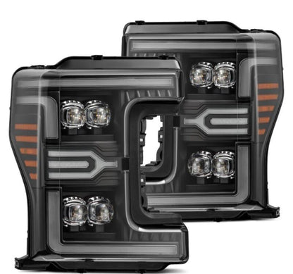 AlphaRex 17-19 Ford F-250/350/450 SD NOVA-Series LED Proj Headlights Bk w/Actv Light SeqSig & SBDRL - B2B Diesel & Gas Service