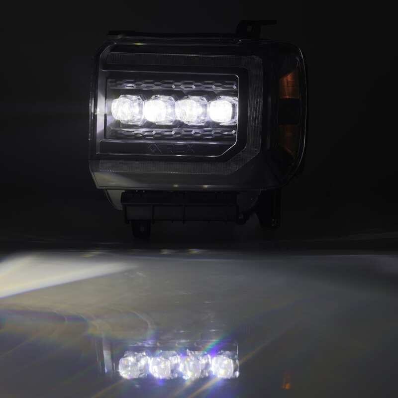 AlphaRex 14-18 GMC Sierra NOVA LED Proj Headlights Plank Style Black w/Activ Light/Seq Signal/DRL - B2B Diesel & Gas Service
